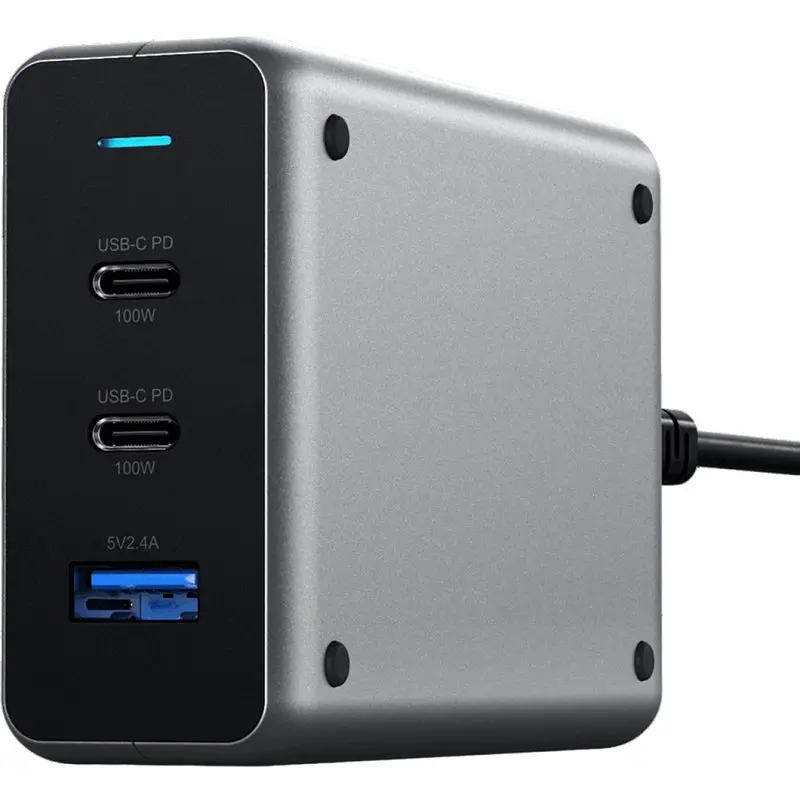 Мережевий зарядний пристрій Satechi 100 Вт USB-C PD Compact GaN Space Gray (ST-TC100GM-EU) - фото 3