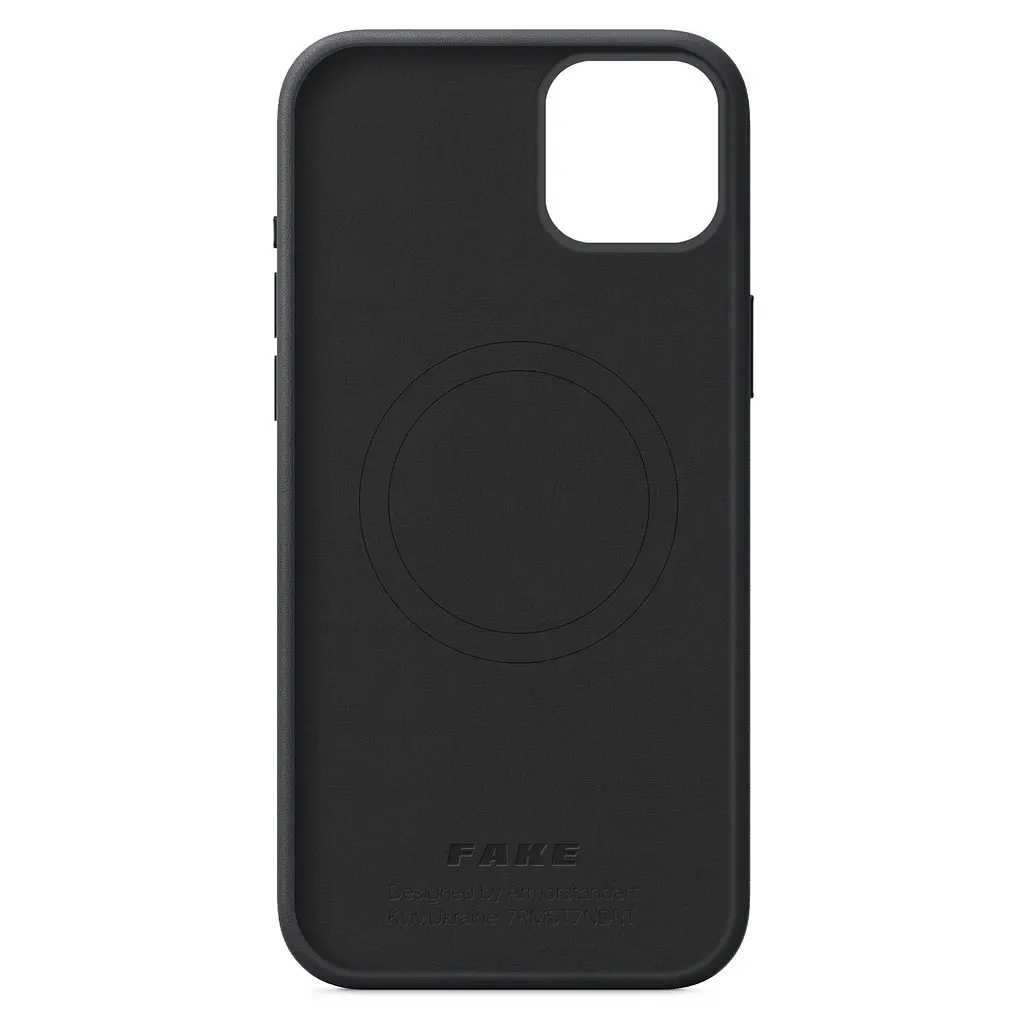 Кожаный чехол-панель для Apple iPhone 15 Plus, FAKE Leather Case, черный, искусственная кожа, премиальный, противоударный, защита всего корпуса, с мягкой подкладкой, поддержка MagSafe и беспроводной зарядки, ArmorStandart (ARM76293) - фото 2
