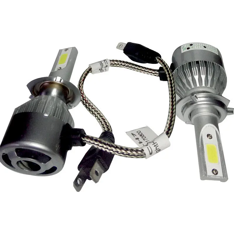 Комплект LED ламп COB C6 H7 головного світла з вентилятором дальнє світло 12v 6000K 36W HeadLight - фото 2