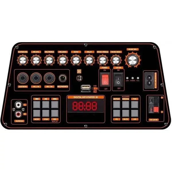 Портативная колонка бумбокс XPRO 1212 чемодан 100Вт USB SD FM радио Bluetooth 2 микрофона ДУ (MER-15690) - фото 4