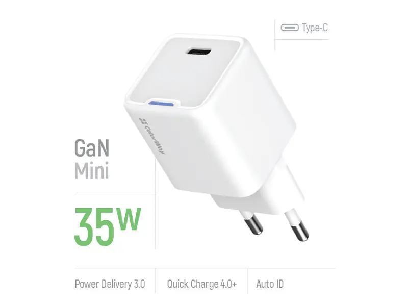 Мережевий зарядний пристрій ColorWay GaN Mini 35 W White (CW-CHS056PD-WT) - фото 3