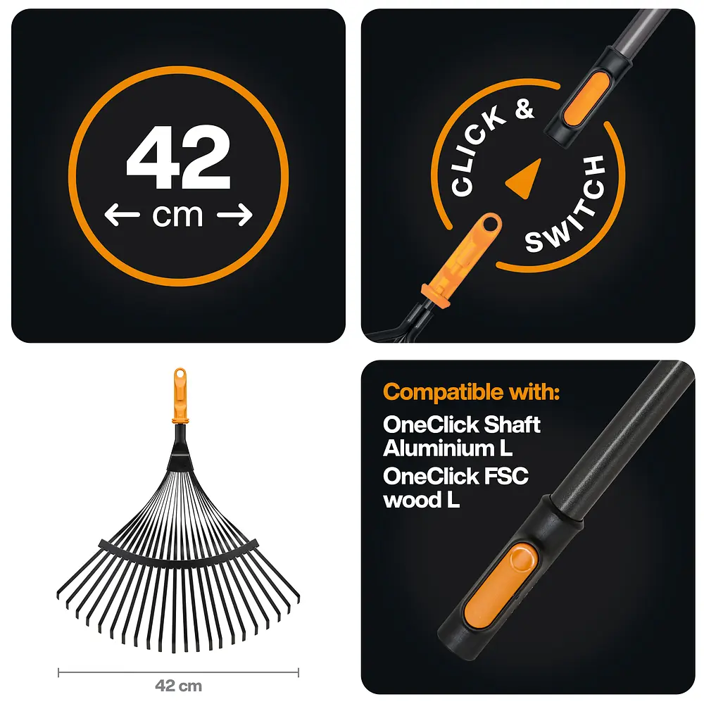 Граблі сталеві віялові Fiskars OneClick 42 см (1080675) - фото 2