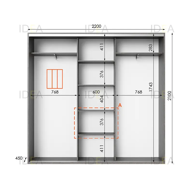 Шафа-купе Idea серія 6 220 x 45 x 210 см Венге темний - фото 2