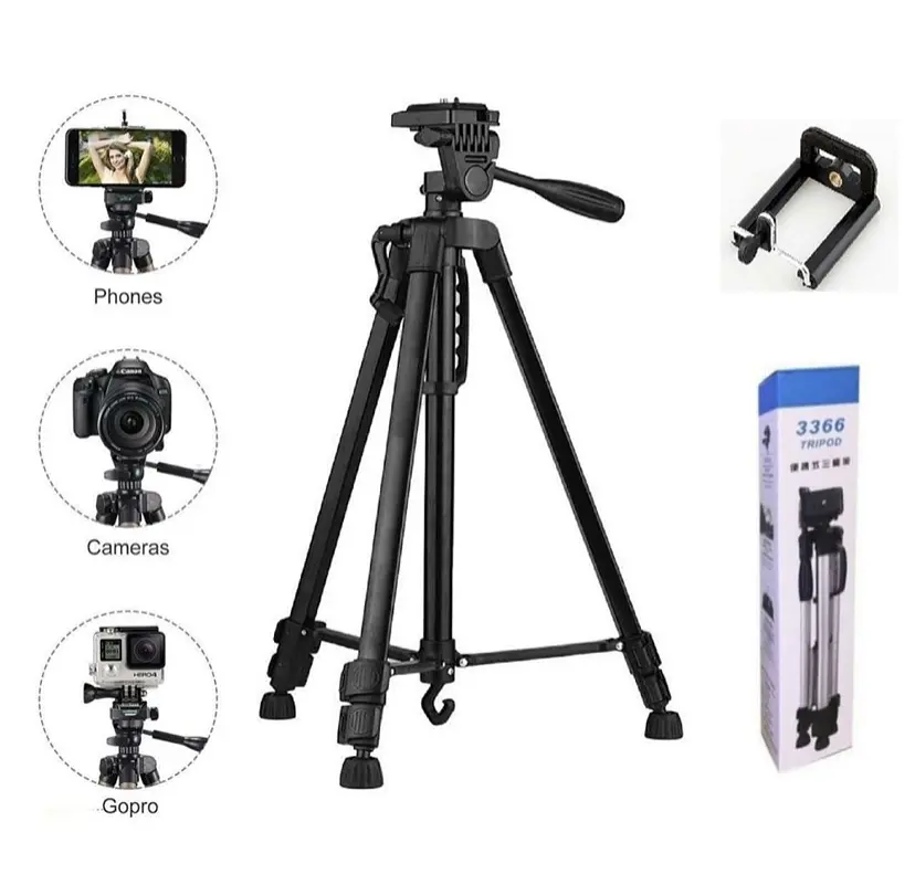 Штатив для смартфона камери та фотоапарата TRIPOD 3366 Чорний - фото 7
