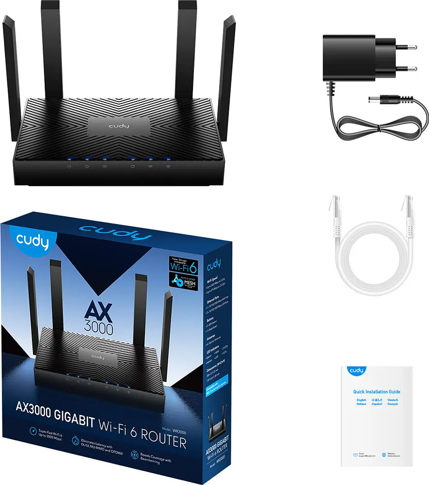 Маршрутизатор Cudy WR3000, AX3000 Gigabit Wi-Fi 6 Mesh Router - фото 5