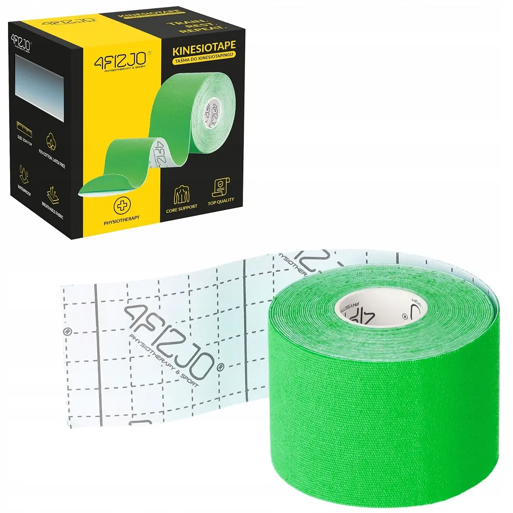 Стрічка кінезіологічна (кінезіо тейп) 4FIZJO 5 см x 5 м 4FJ0543 Green (P-5907739315984) - фото 9