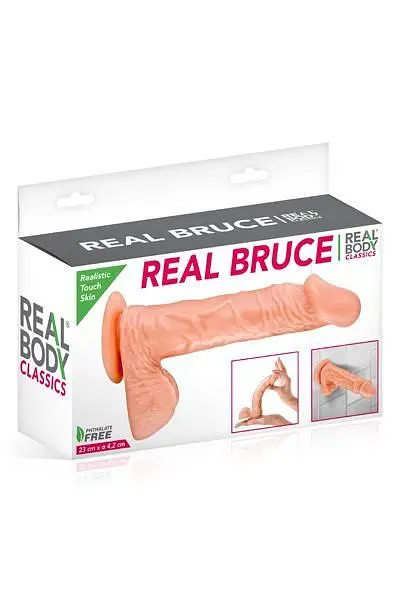 Фалоімітатор на присосці Real Body — Real Bruce Flesh, TPE, діаметр 4,2 см - фото 3