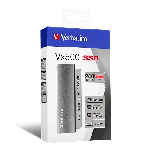 Зовнішній накопичувач SSD, 240Gb, Verbatim Vx500, Grey, Type-C 3.2 (Gen 2), 500 / 430 Мб/с (47442) - фото 5