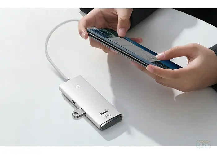 Хаб Baseus Lite Series 4-Port Type-C HUB Adapter Type-C to USB 3.0*4 25cm WKQX030302 White - фото 4