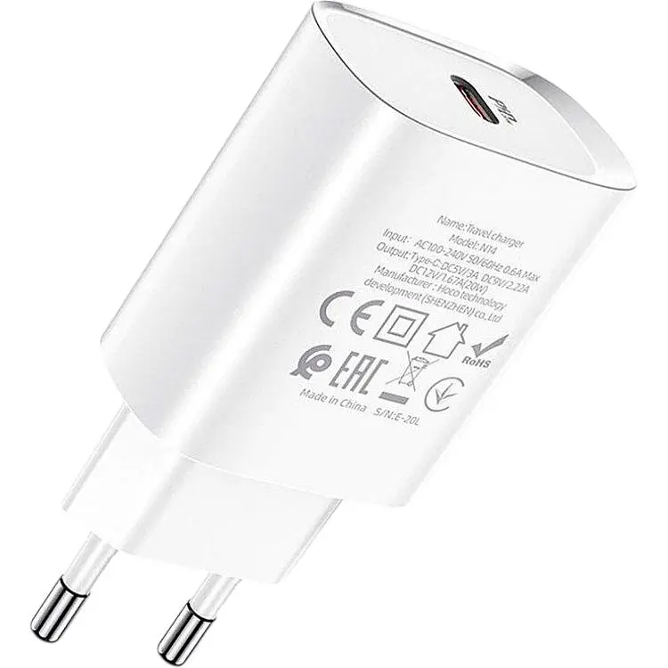 Мережевий зарядний пристрій Hoco N14 PD 20w White (745026) [81006] - фото 3