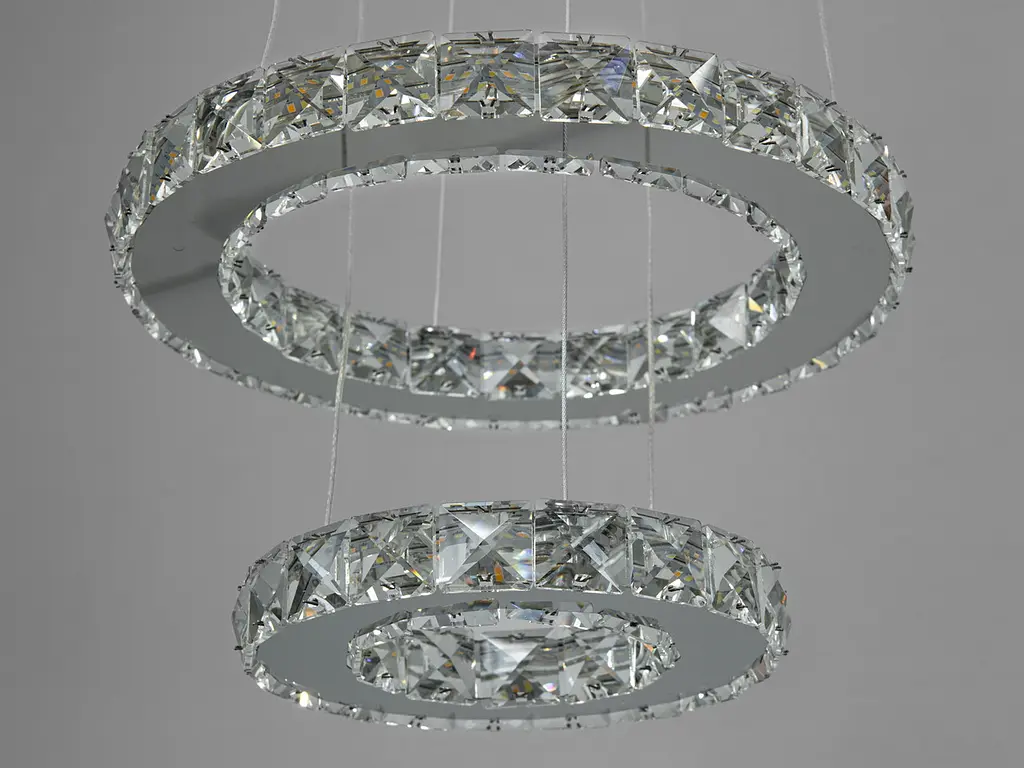 Люстра стельова LED Diasha 7206-3W/300+200HR "Кришталеві кільця", 30W, хром, для вітальні, коридору, кухні - фото 4