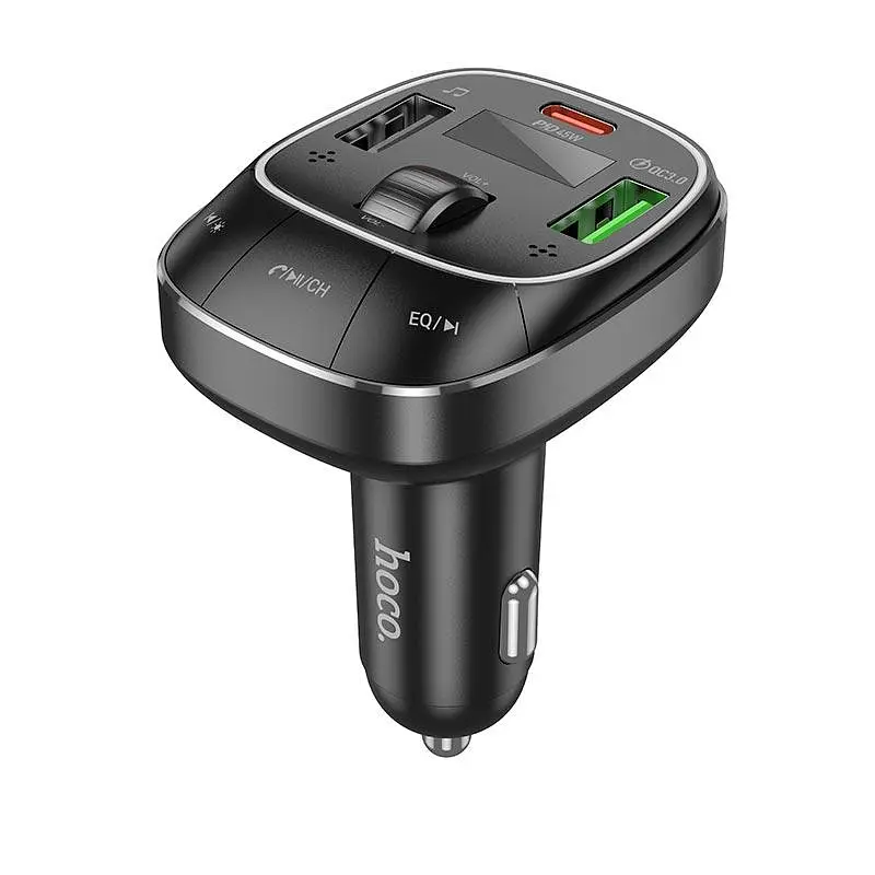 Адаптер автомобільний HOCO Pole BT FM transmitter E76 3 порти юсб 45 вт чорний - фото 2