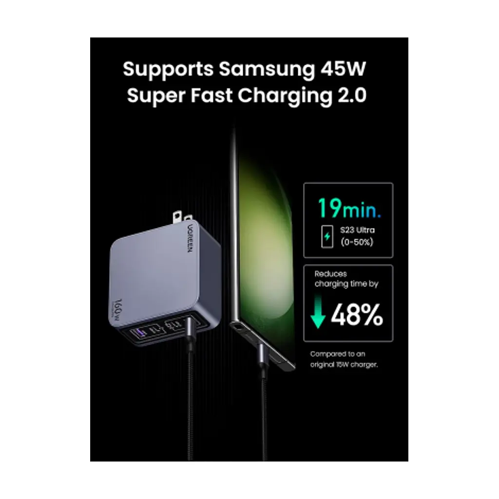 Зарядний пристрій Ugreen 4xUSB 160W (3xUSB-C + USB-A) Gan Nexode Pro X763 (25877) - фото 10