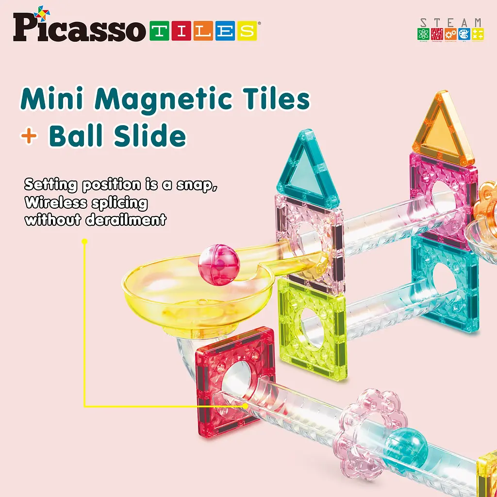 Конструктор магнитный Picasso Tiles Mini Diamond Marble Run Track Set 60 деталей (PTMG60) - фото 6