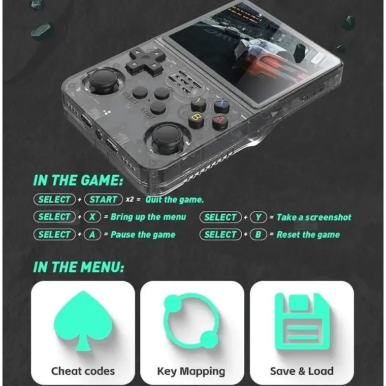 Ретро ігрова приставка Data Frog R36s 15000 games in 1 Purple [112452] - фото 12