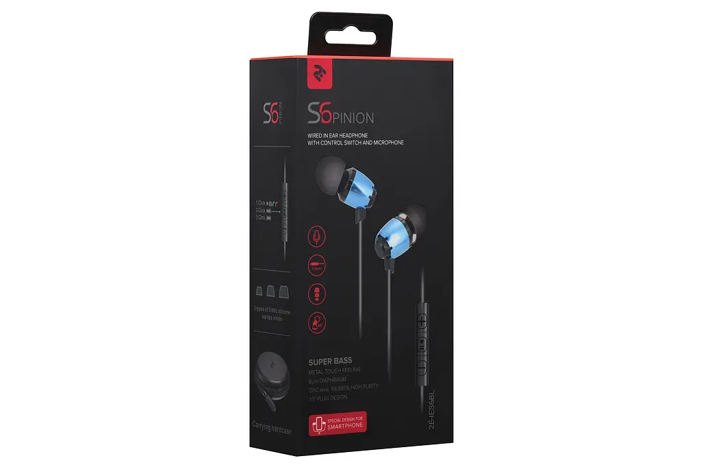 Навушники 2E S6 Pinion Mic Blue (2E-IES6BL) - фото 6