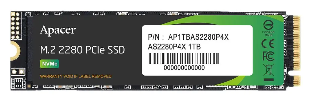 Накопитель SSD 1TB Apacer AS2280P4X NVMe M.2 (AP1TBAS2280P4X-1) - фото 2