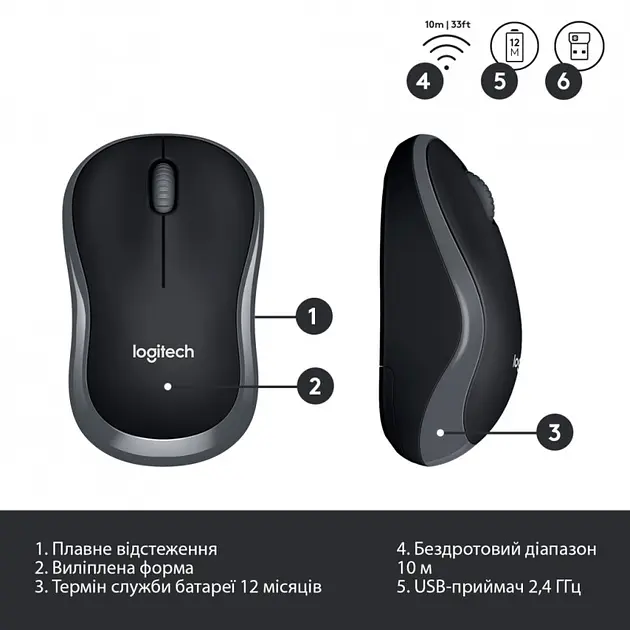 Комплект (клавиатура + мышь беспроводные) Logitech MK330 Wireless UA раскладка черная (920-003989) - фото 8