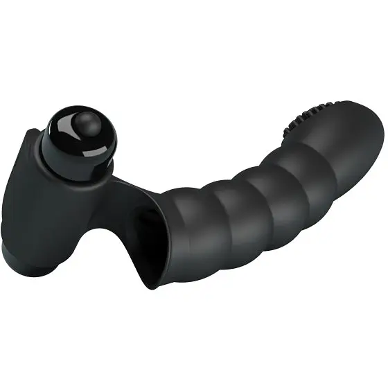 Вібронасадка на палець Pretty Love Alexander Finger Vibrator Black, 13х2.6 см (чорний) - фото 4