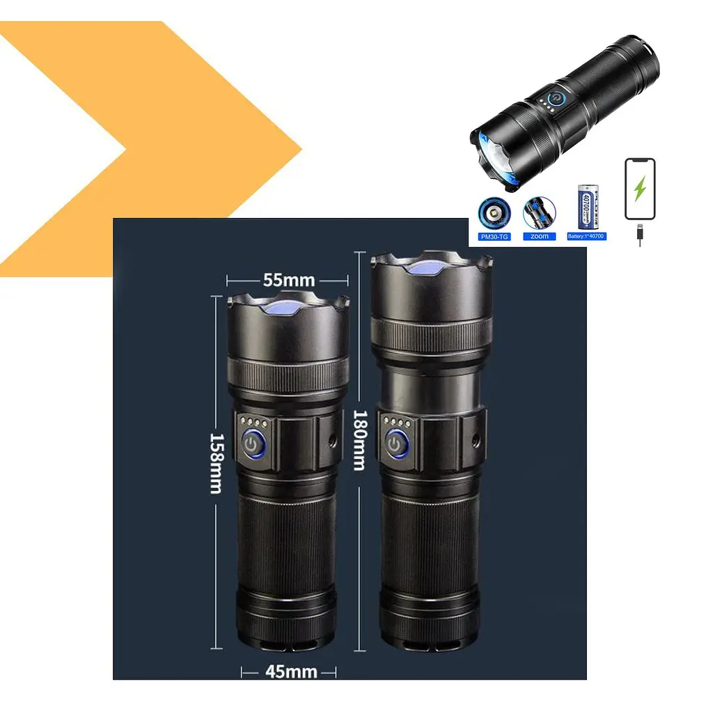 Ліхтар AK180 WHITE LASER LED PM30-TG Power Bank, ЗУ Type-C, zoom, 5 фільтрів (47476-AK180_494) - фото 2
