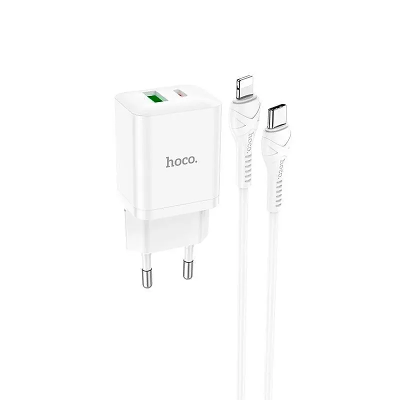 Адаптер мережевий HOCO Type-C to Lightning Cable Founder charger set N28 набір Білий - фото 2