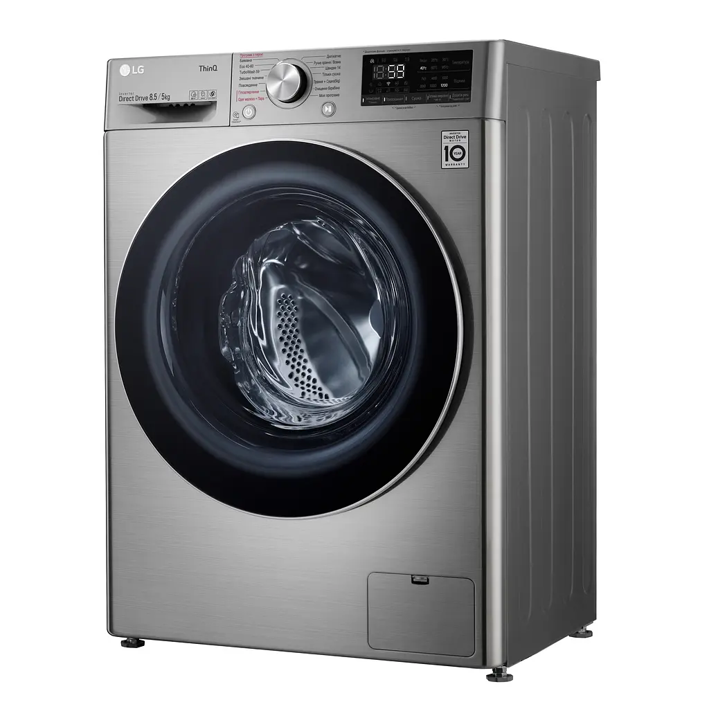 Прально-сушильна машина LG F2V5GG9T, 8,5кг (5кг), 1200, A, Пар, глибина 47см, Дисплей, Інвертор, Сріблястий (F2V5GG9T) - фото 4