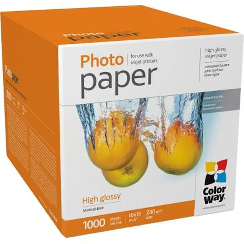 Фотопапір ColorWay 10x15 230г glossy, 1000с (PG23010004R)