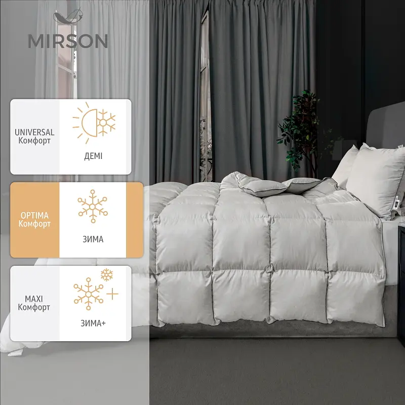 Ковдра пухова MirSon Silver Cloud Сатин-Преміум пухотримаючий Зима+ № 066, 155х215 см (2200009348679) - фото 3