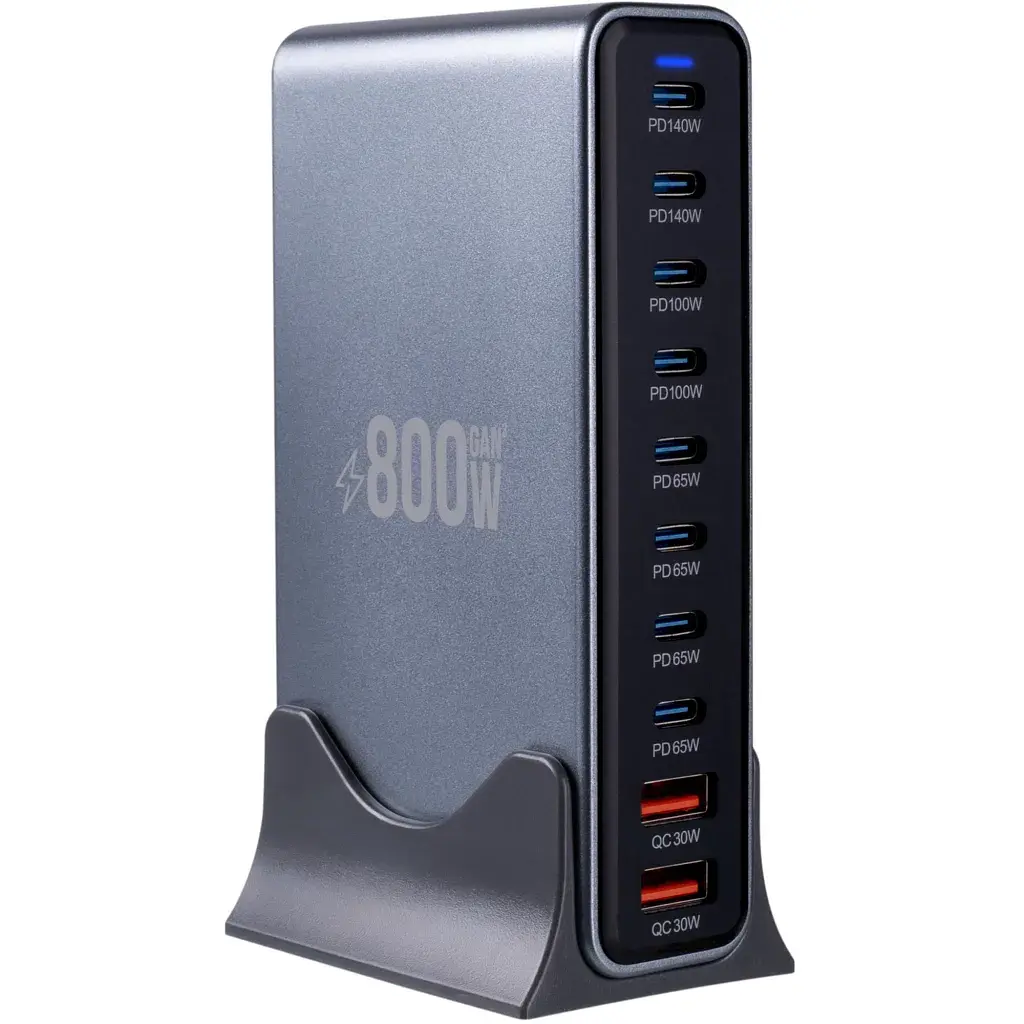 Зарядний пристрій XoKo 8xUSB-C PD 65 - 140W + 2xUSB QC30W GaN3 800W (XK-QC-800) - фото 3