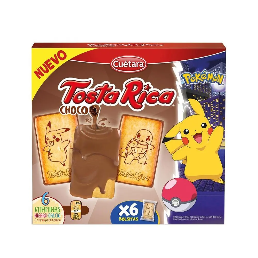 Печиво Cuetara Tosta Rica Choco Leche Pokemon з молочним шоколадом 210г.