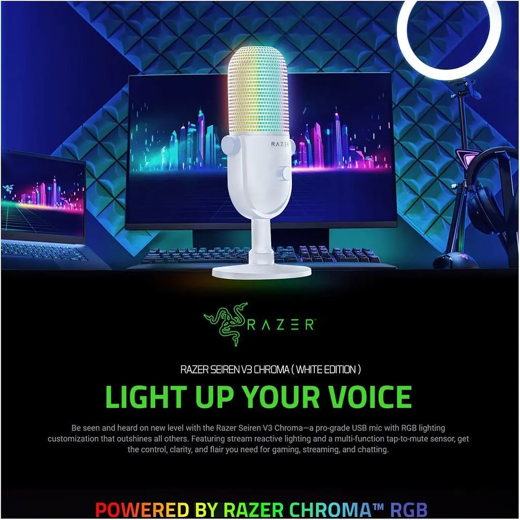 Мікрофон Razer Seiren V3 Chroma Quartz (RZ19-05060300-R3M1) - фото 7