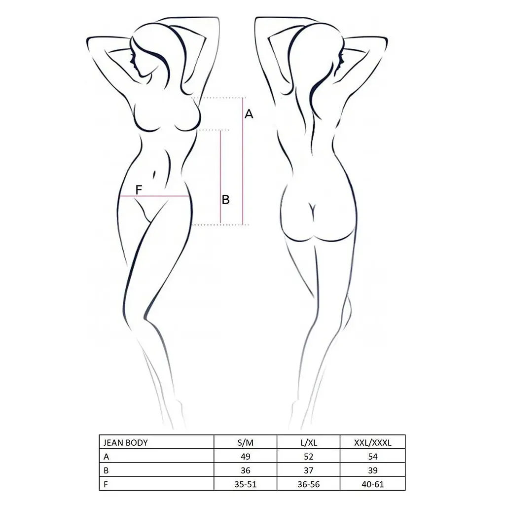 Боді монокіні під латекс Passion JEAN BODY L/XL, black - фото 2