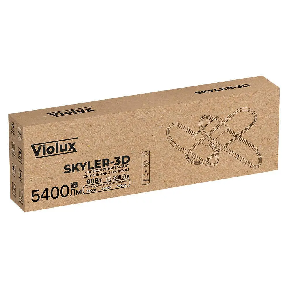 Світильник LED smart SKYLER-3D +пульт 90W 3000-5000K IP20 білий Violux ( 220885 ) - фото 2