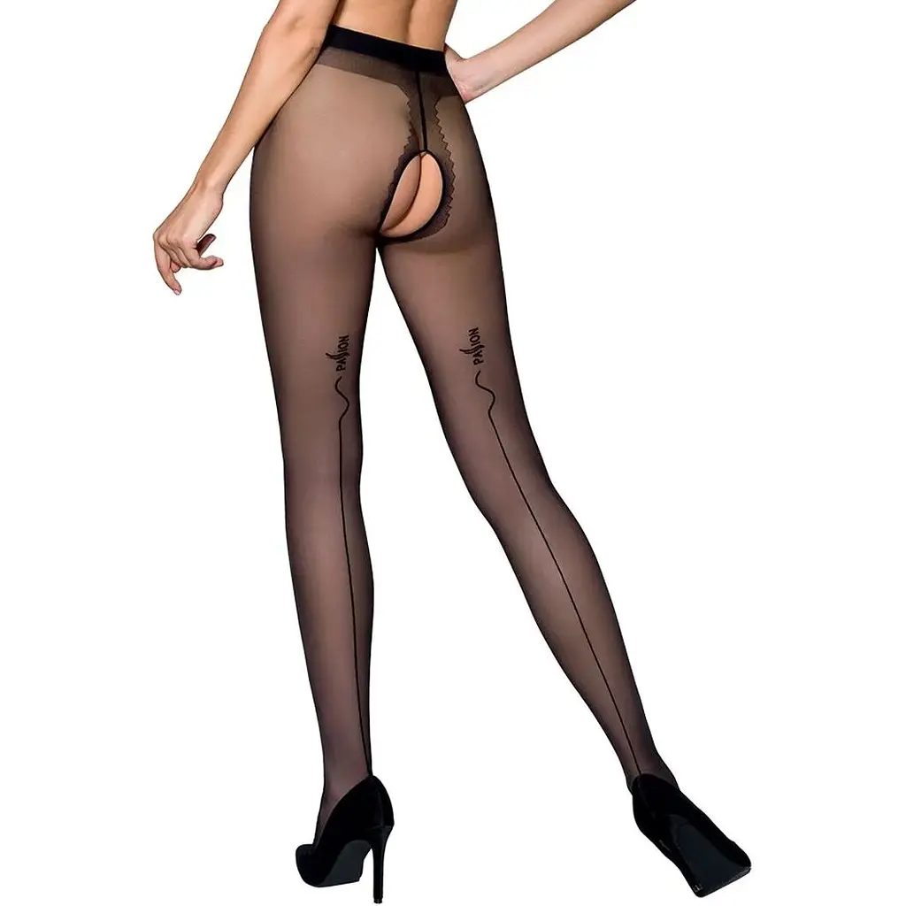 Колготки з відкритим доступом Passion контрастна лінія Tiopen 010 Black 3/4 (20 den) - фото 2