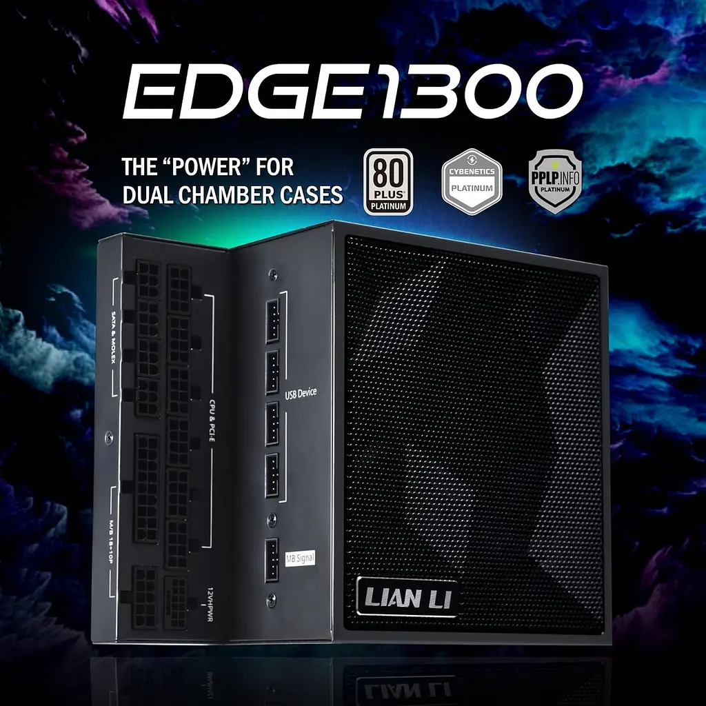 Блок живлення Lian Li Edge 1300W 80 Plus Platinum Чорний (G9P.EG1300.BE00.EU) - фото 2