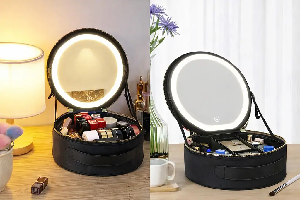 Косметичка-органайзер з LED дзеркалом, 29х28х11 см / Дорожня косметичка - фото 2