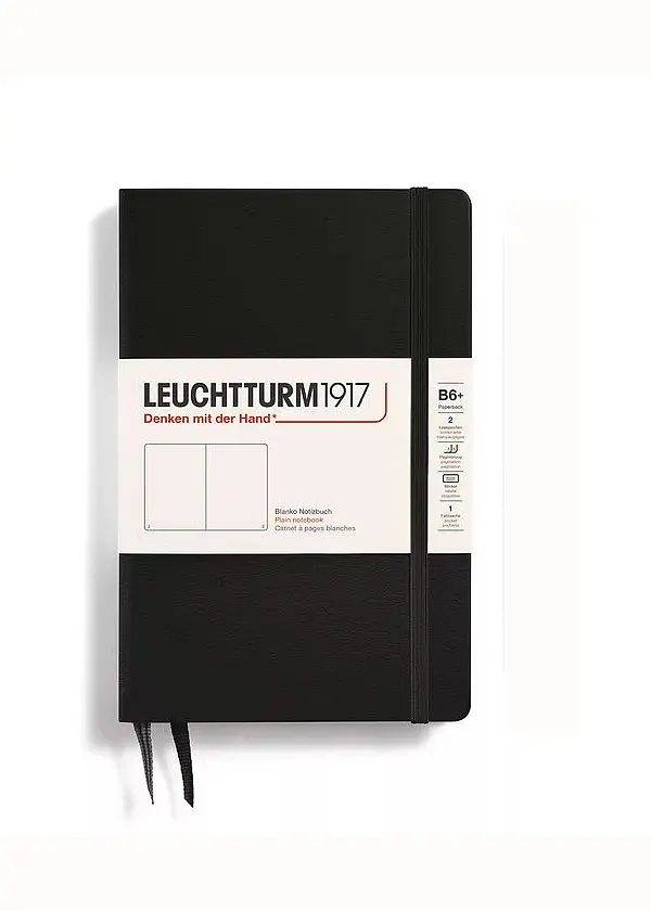 Блокнот Leuchtturm1917, Paperback (B6+), Чорний, Чисті аркуші (368514)