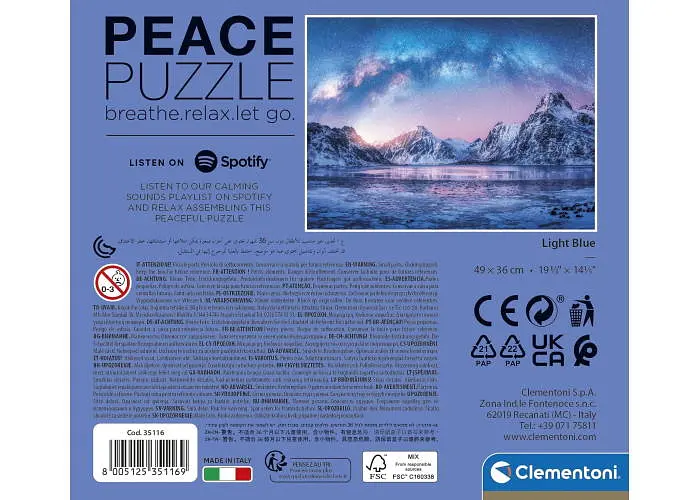Пазл Clementoni Peace Collection&Spotify: Блакитний світанок (Peace Collection&Spotify - The Mountain - Light Blue Puzzle - 500 pcs.), 500 ел. (35116) - фото 3