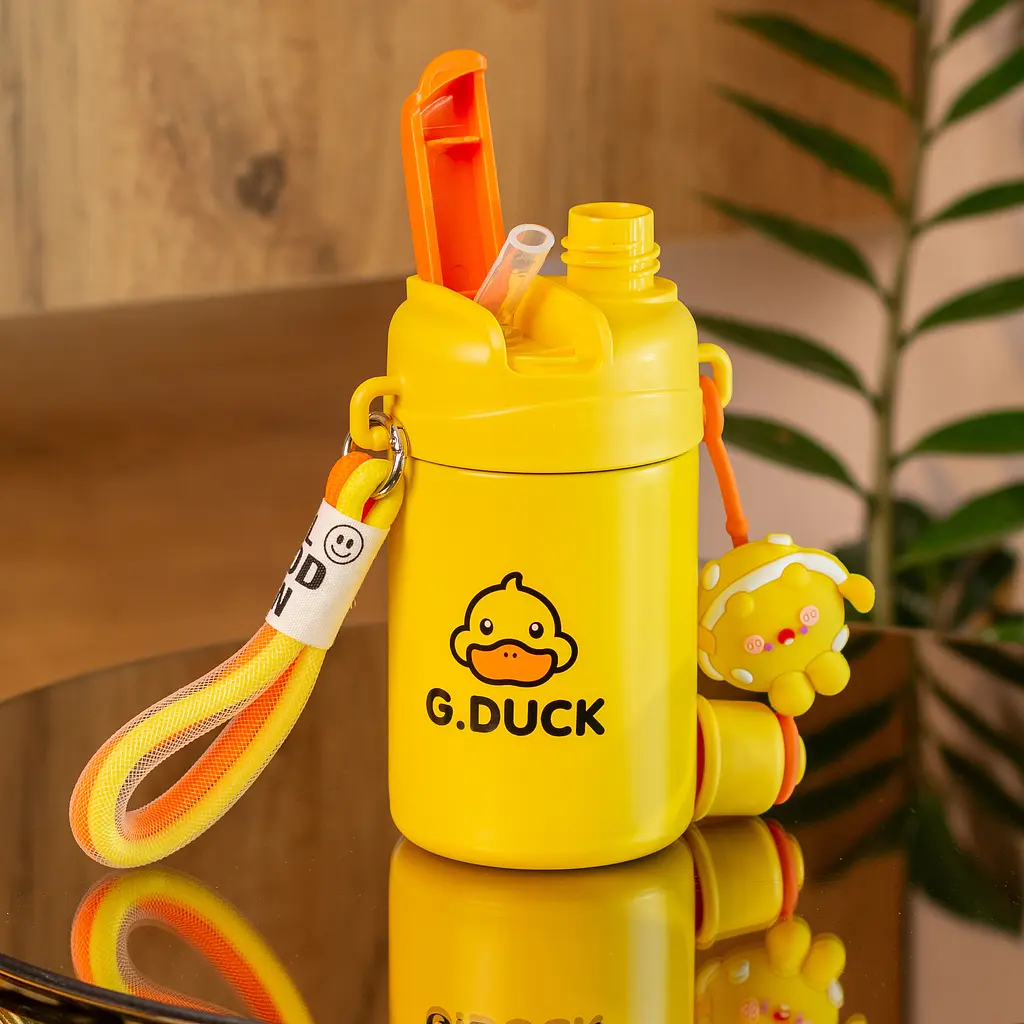 Термос G. Duck 460 мл с трубочкой и винтовой крышкой, желтый Happy Life HP18309Y - фото 3