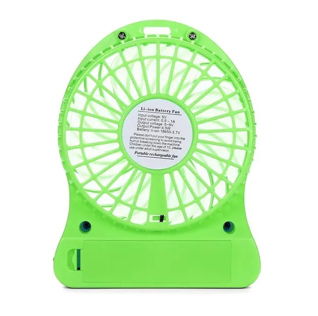 Вентилятор настільний акумуляторний 18650 USB діаметр 10см Portable Fan Mini зелений - фото 3