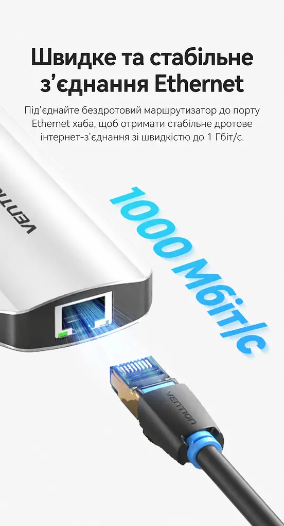 Док-станція USB-C Vention хаб 6 в 1 вихід HDMI до 4K 60 Гц 3 порти USB-A 3.0 до 5 Гбіт/с Ethernet RJ45 до 1000 Мбіт/с наскрізне заряджання через вхід USB-C PD до 100 Вт для HDMI потрібен USB-C з відеовиходом для заряджання потрібні джерело живлення PD та підтримка заряджання через USB-C на основному пристрої без встановлення драйверів вбудований кабель 0,15 м сірий (TQHHB) - фото 7