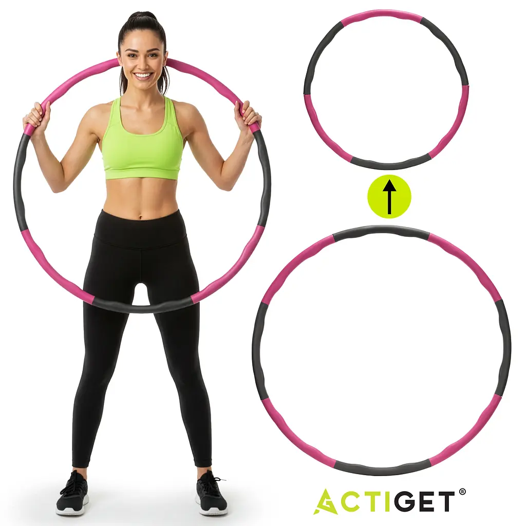 Обруч для талії Actiget (хулахуп) м'який, складний 88 см 1 кг ACT0132 Grey/Pink - фото 4
