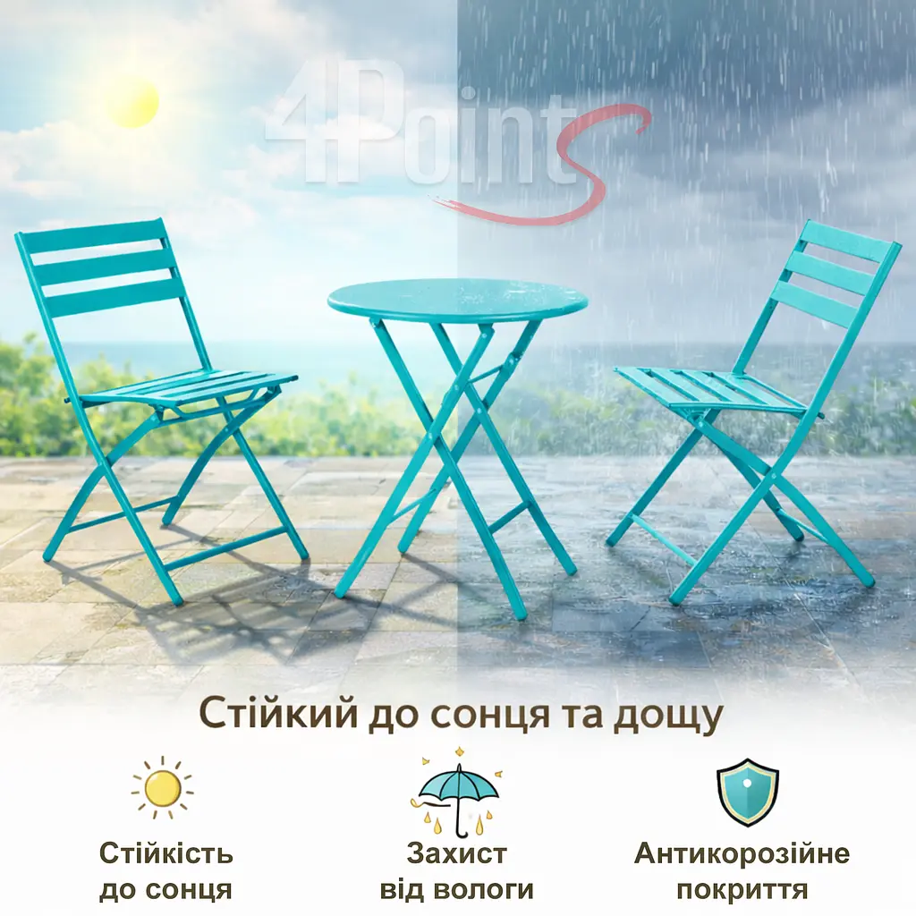 Комплект меблів 4Points Set City-2 столик + 2 стільці зі сталі - фото 7