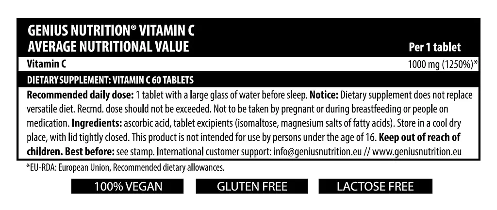 Вітамін Genius Nutrition Vitamin C 60 таблеток - фото 2