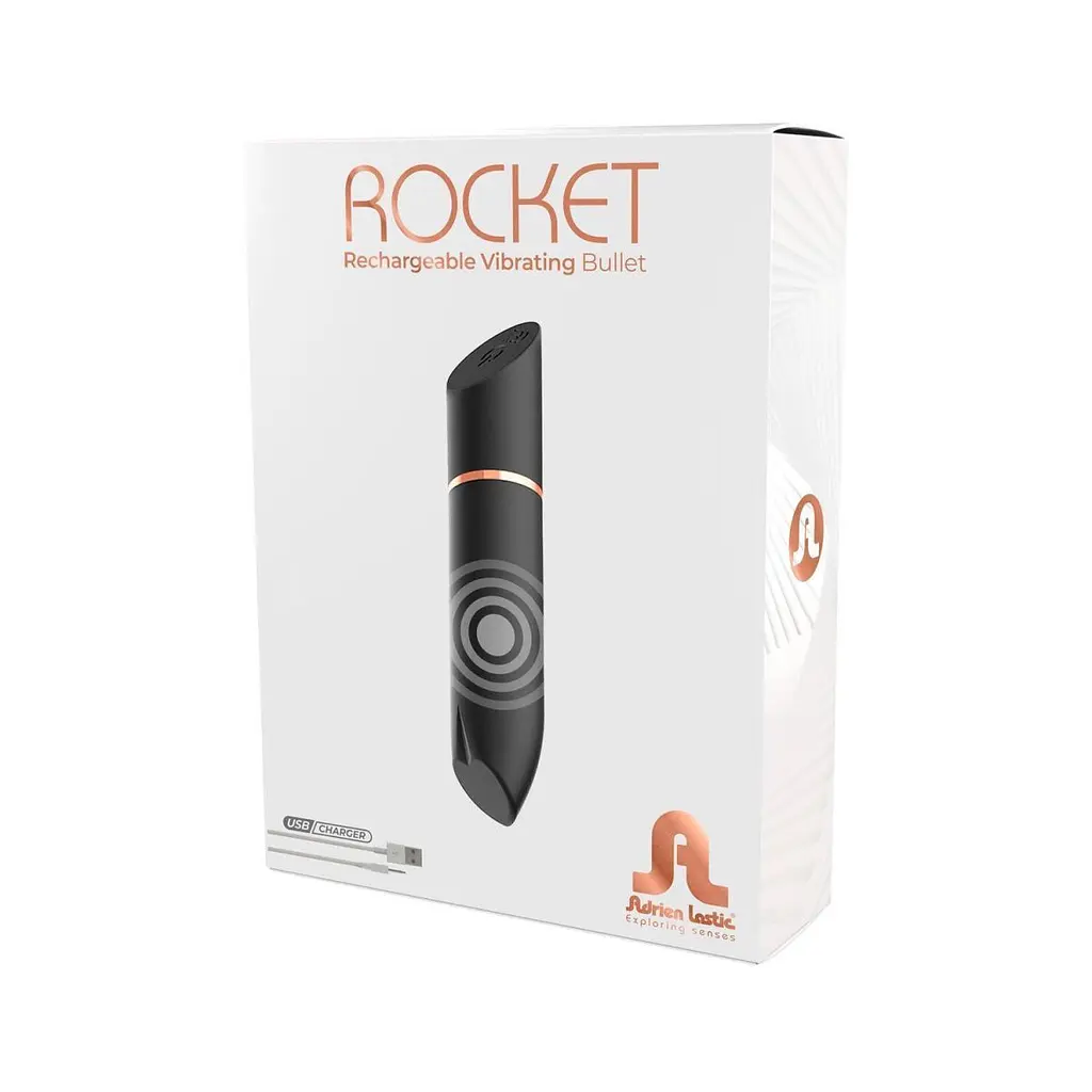Віброкуля Adrien Lastic Rocket, що перезаряджається, з 10 режимами, 9х1.8 см (чорний) - фото 4