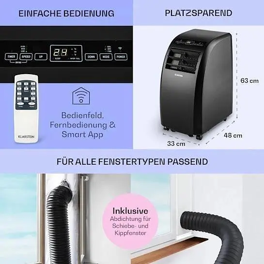 Кондиціонер мобільний Klarstein Metrobreeze Rome 10 000 BTU (10035804) - фото 6