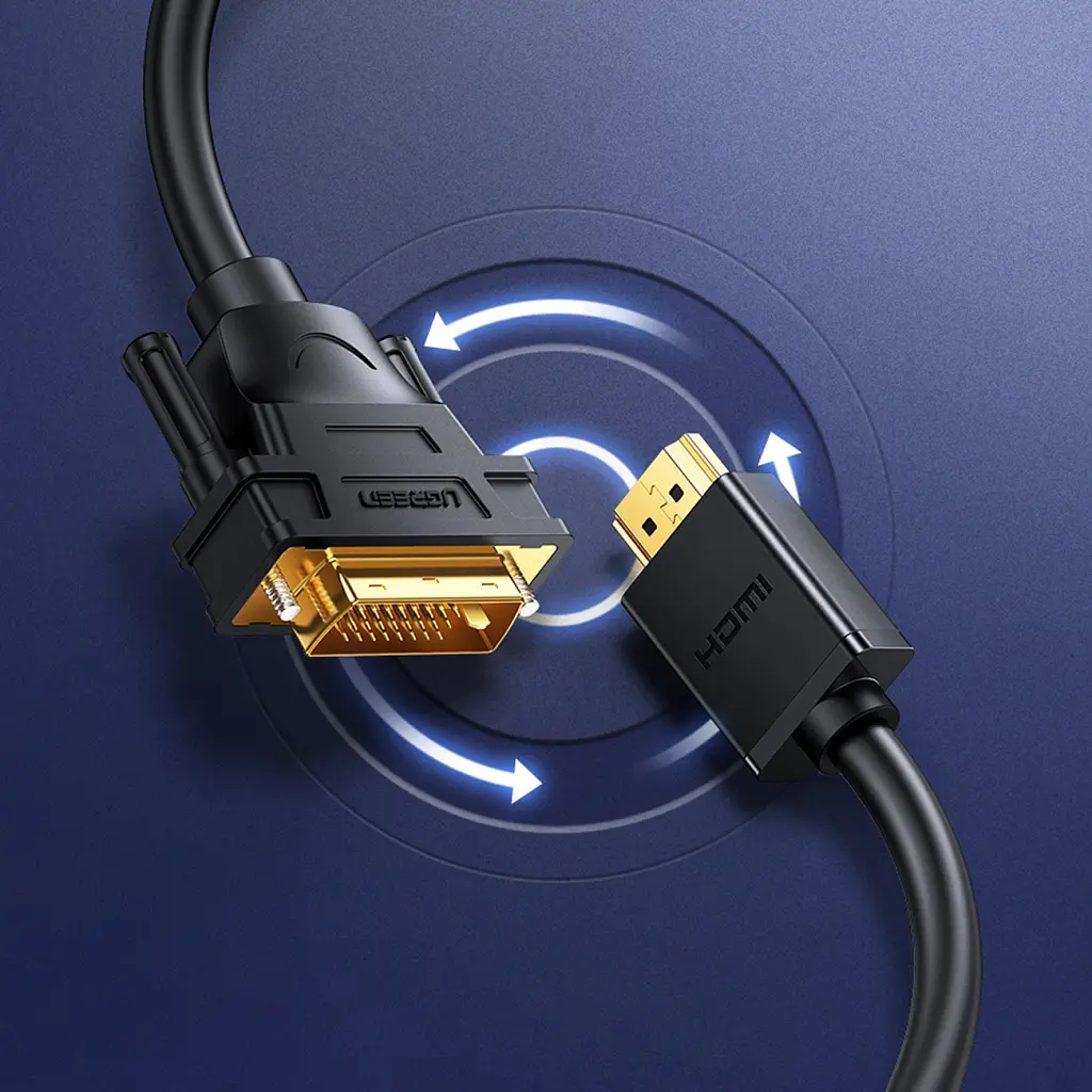 Кабель мультимедійний HDMI M to DVI M 1.0m HD106 black Ugreen (30116) - фото 3