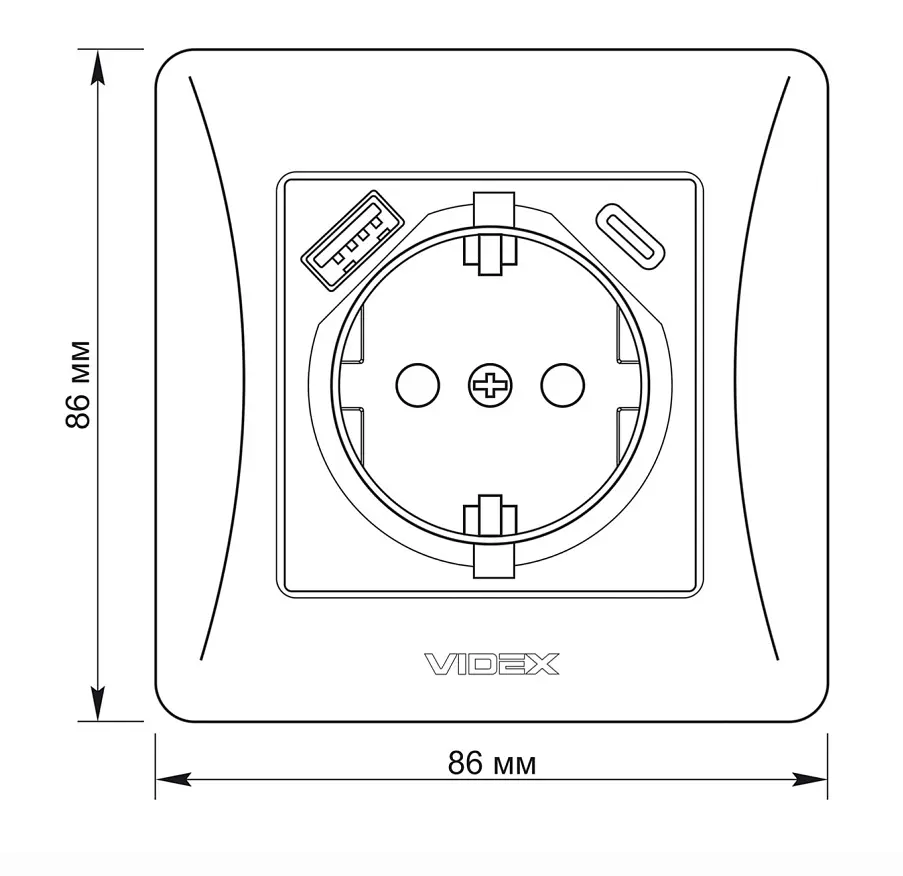 Розетка Videx Binera одинарна із заземленням з USB+USB-C чорний графіт (VF-BNSK1GUC-BG) - фото 5