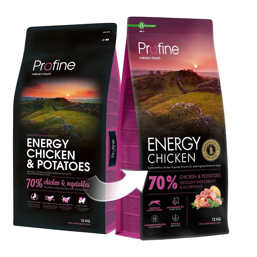 Корм сухий Profine Energy Chicken and Potatoes для активних собак усіх порід, з куркою та картоплею, 12 кг - фото 8