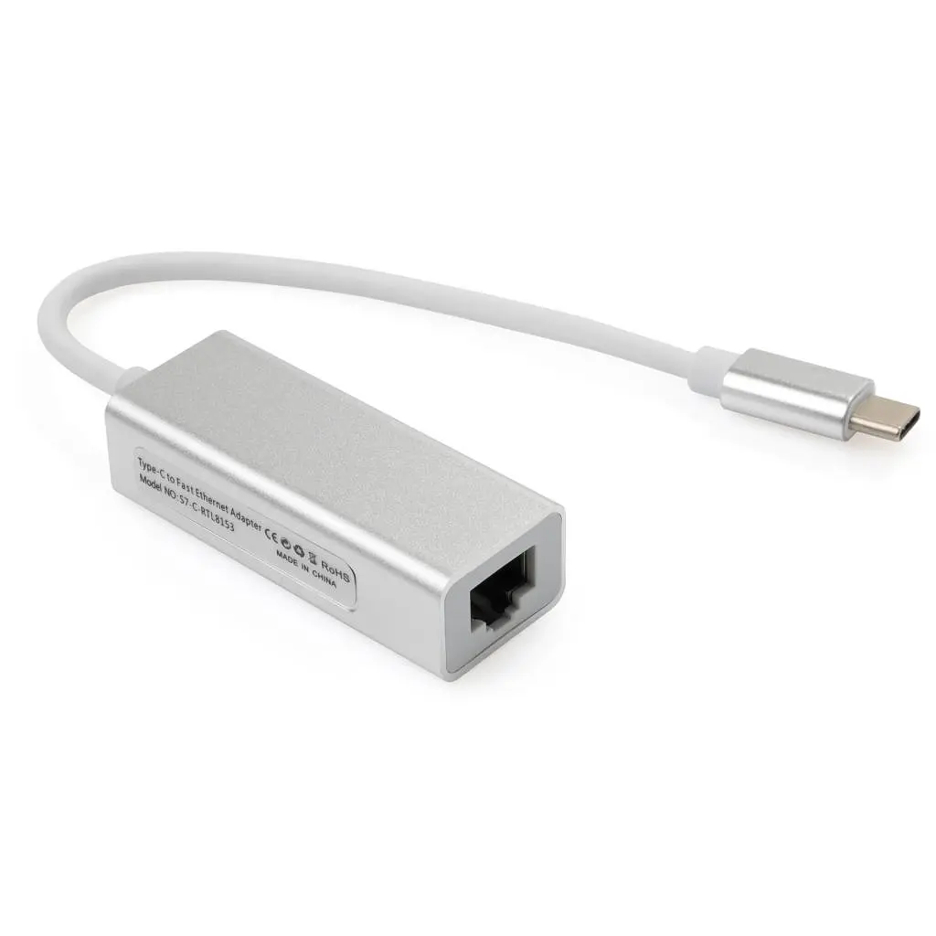Перехідник USB-C to RJ45 Ethernet 1000Mbps aluminium Vinga (VCPATC2GBLNS) - фото 3